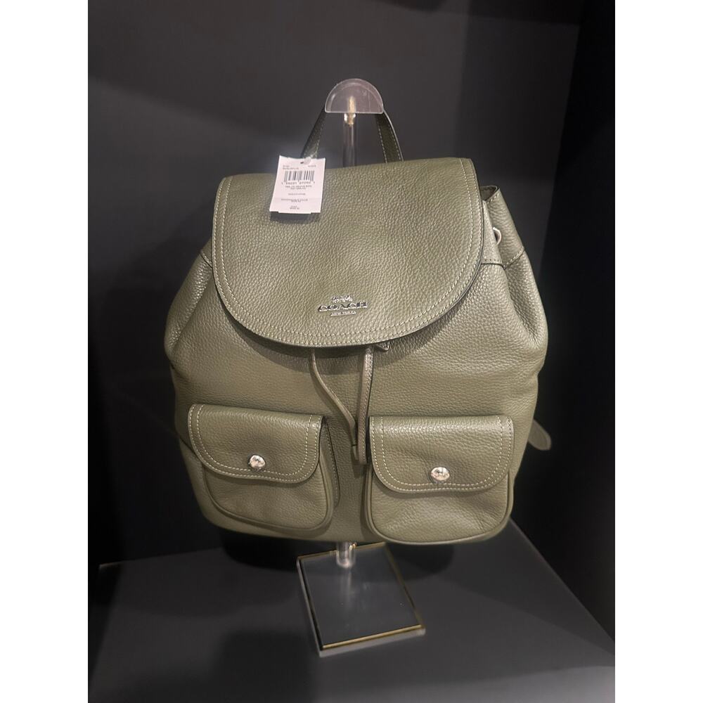Coach Pennie Backpack 6145 Surplus Olive Green Pebbled Leather Original Tag - Picture 2 of 16